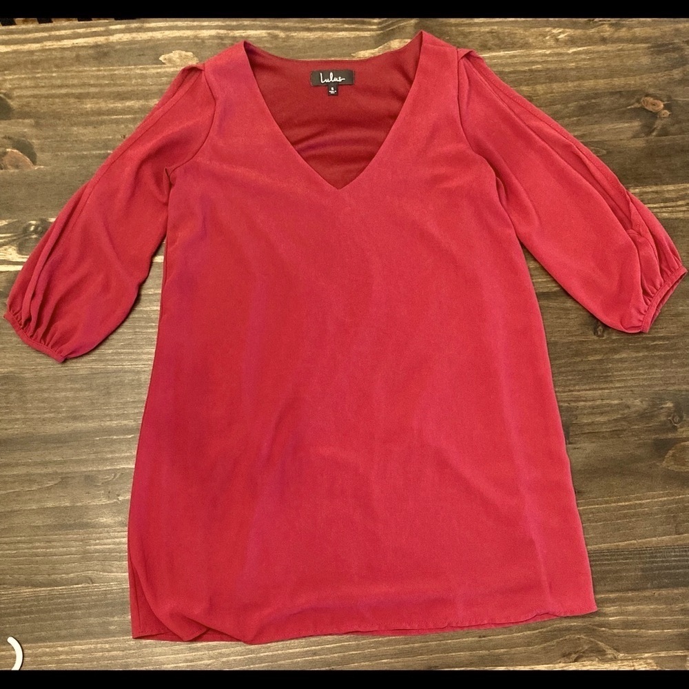 Lulus Shifting Dears wine red open sleeve shift dress size small